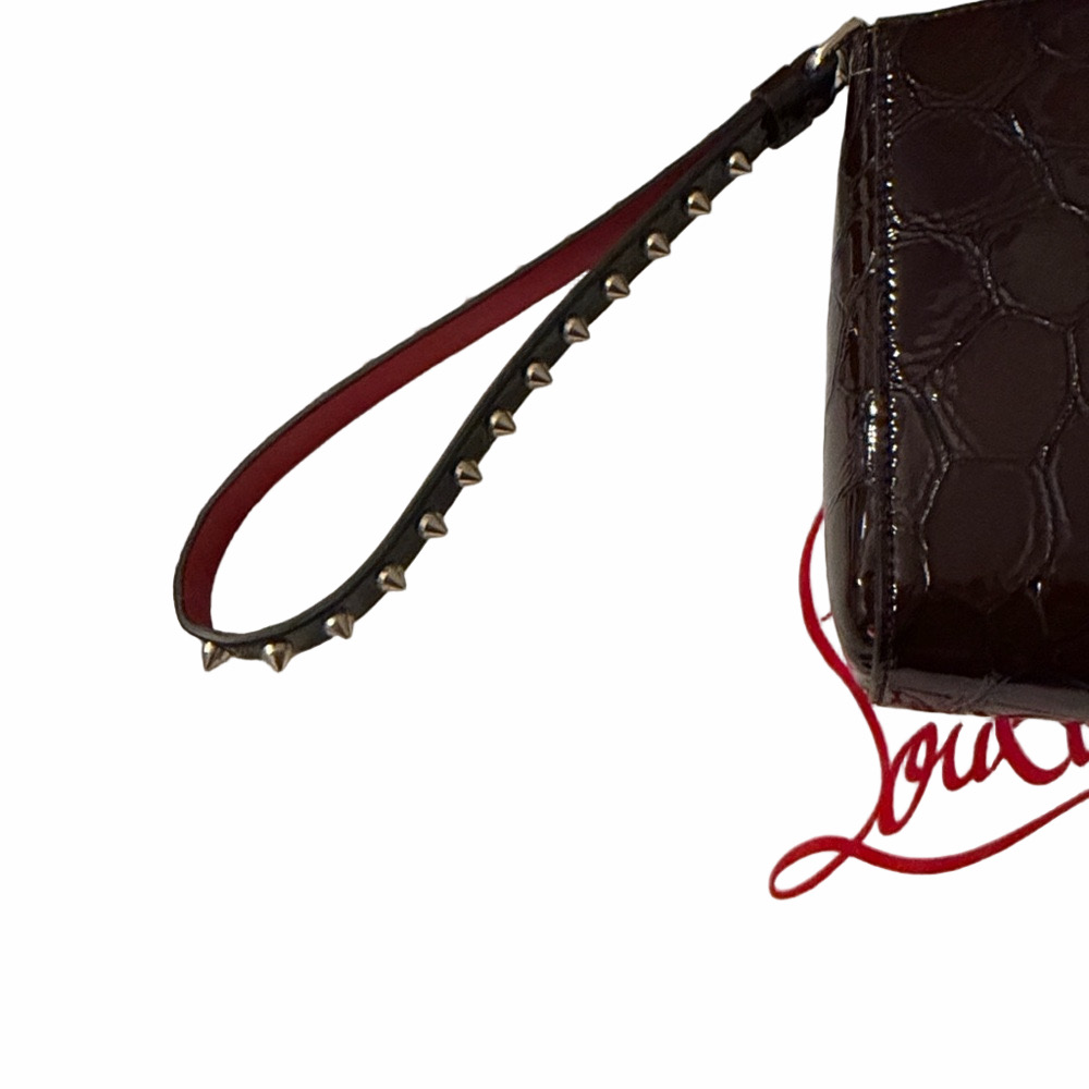 Christian Louboutin Cabata Crocodile Embossed Leather Wristlet - Picture 8 of 8